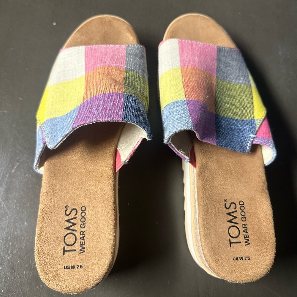 Toms Multicolor Plaid Wedges